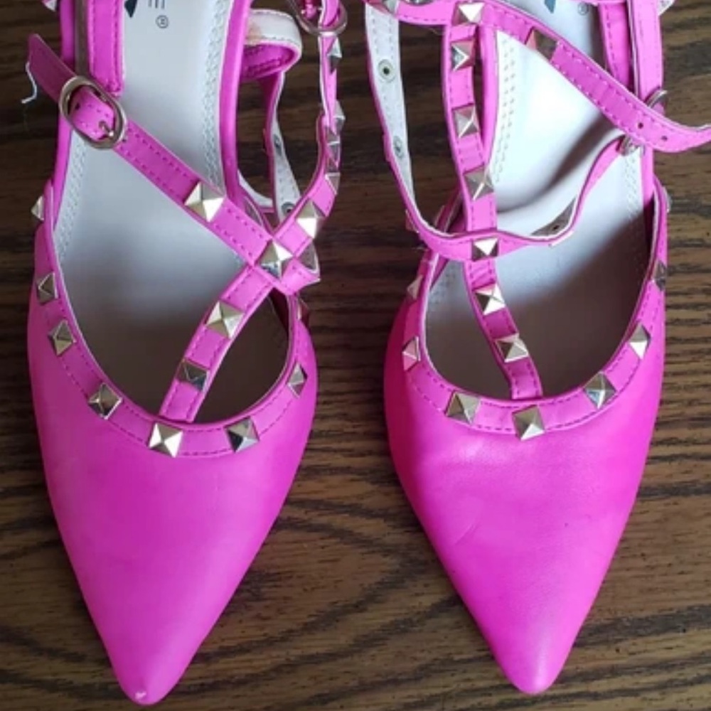 Vibrant Pink Studded Heels
